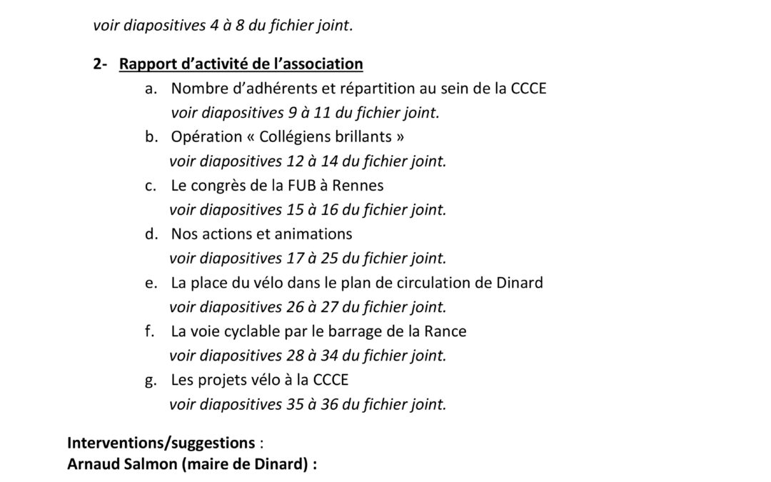 Compte Rendu Assemblée Générale du 29/11/2023