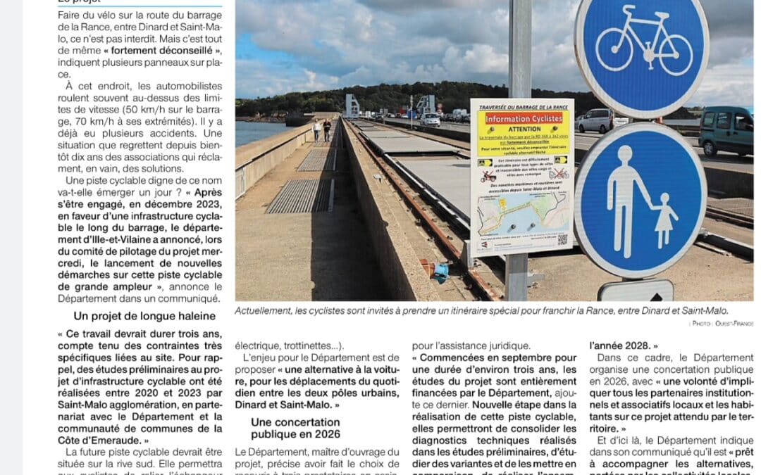 Du nouveau pour la future voie cyclable sur le barrage de la Rance